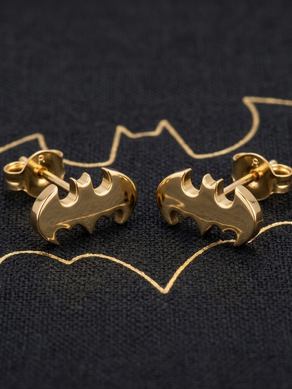 MODCLOTH GOLD BATMAN STUD EARRINGS 1